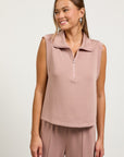 Mauve Soft Modal Half Zip Top