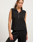 Black Soft Modal Half Zip Top