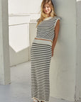 Ivory Black  Rhys Striped Skirt