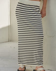 Ivory Black  Rhys Striped Skirt