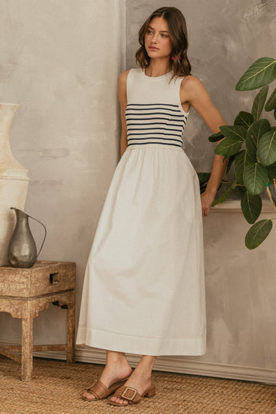 White & Navy Kieleigh Dress