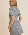 White & Black Gingham Eyelet Mini Skirt