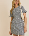 White & Black Gingham Eyelet Mini Skirt