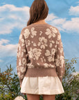 Taupe Floral Terry Sweater