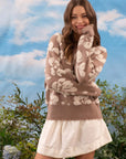 Taupe Floral Terry Sweater