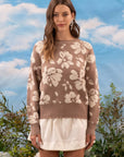 Taupe Floral Terry Sweater