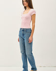 Cherry Striped Square Neck Top