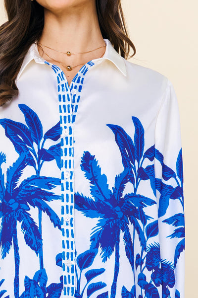 Ivory & Blue Palm Desert Blouse