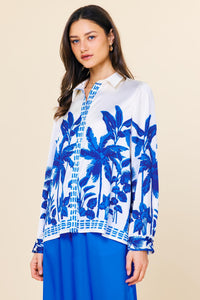 Ivory & Blue Palm Desert Blouse