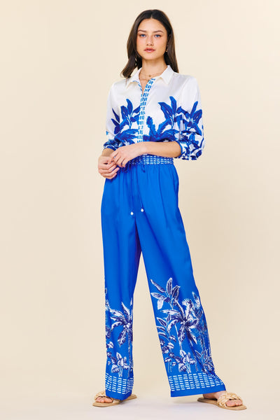 Ivory & Blue Palm Desert Pant