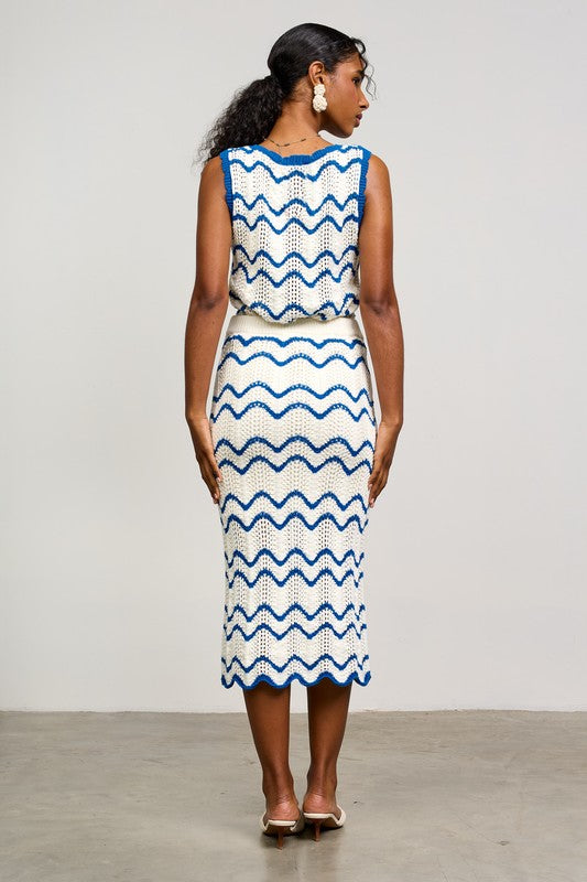 Ivory &amp; Blue Ashlen Mid Skirt