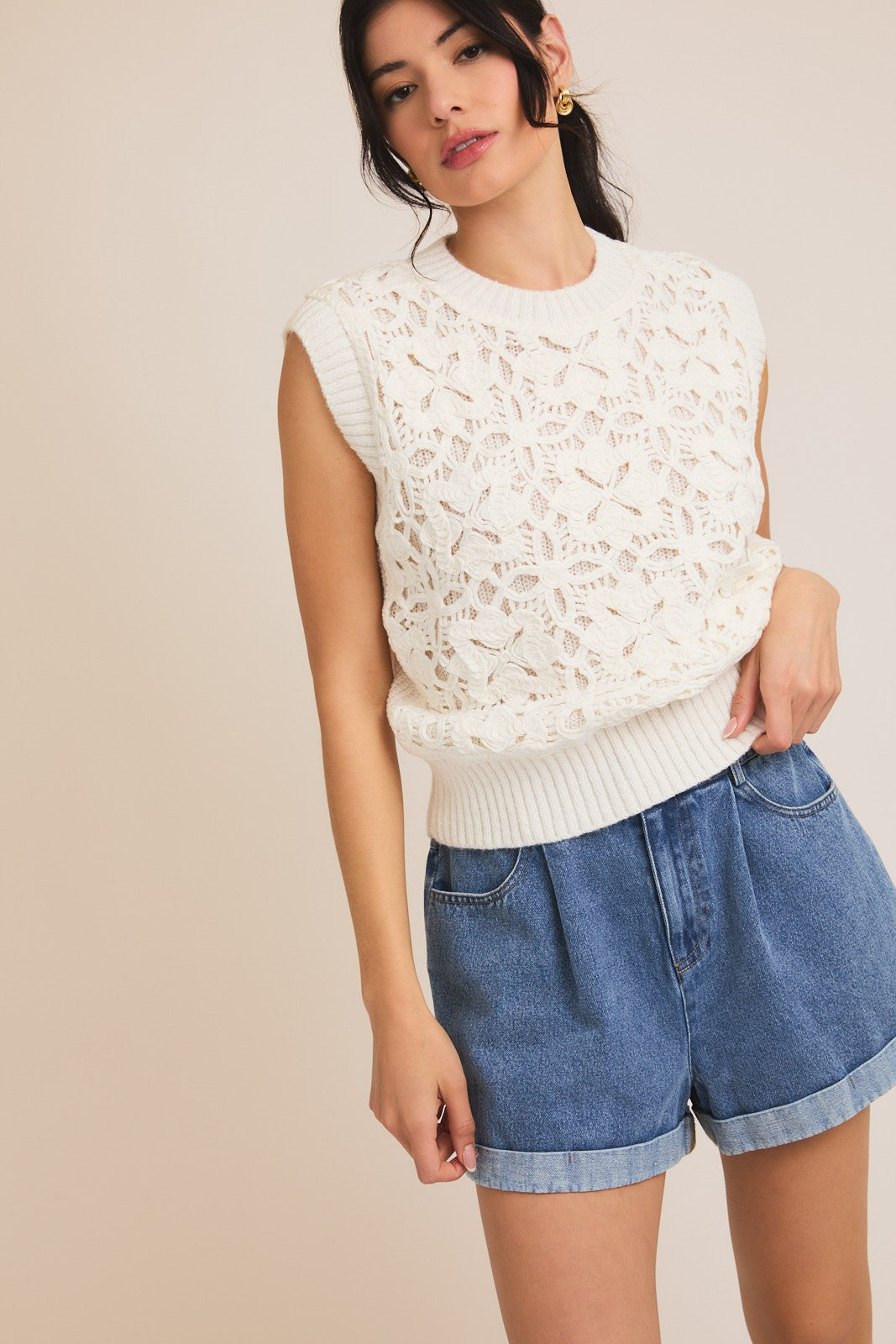 Cream Crochet Jackie Top