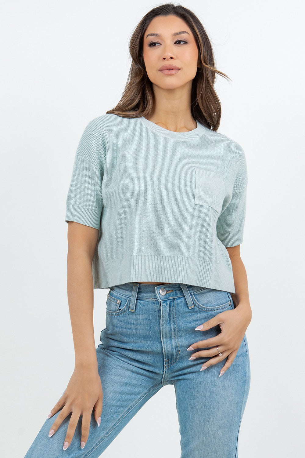 Heather Light Teal Tee