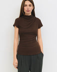 Brown Mock Neck Top