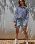 Navy Simone Textured Striped Sweater