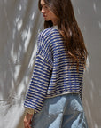 Navy Simone Textured Striped Sweater