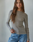 Taupe & Black Striped  Astrid Top