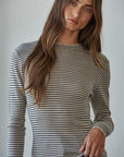 Taupe & Black Striped  Astrid Top