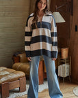 Navy Ivory Fontaine Half Zip Long Sleeve