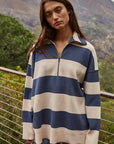 Navy Ivory Fontaine Half Zip Long Sleeve