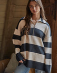 Navy Ivory Fontaine Half Zip Long Sleeve