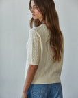 Cream Pearl Button Cardigan Top