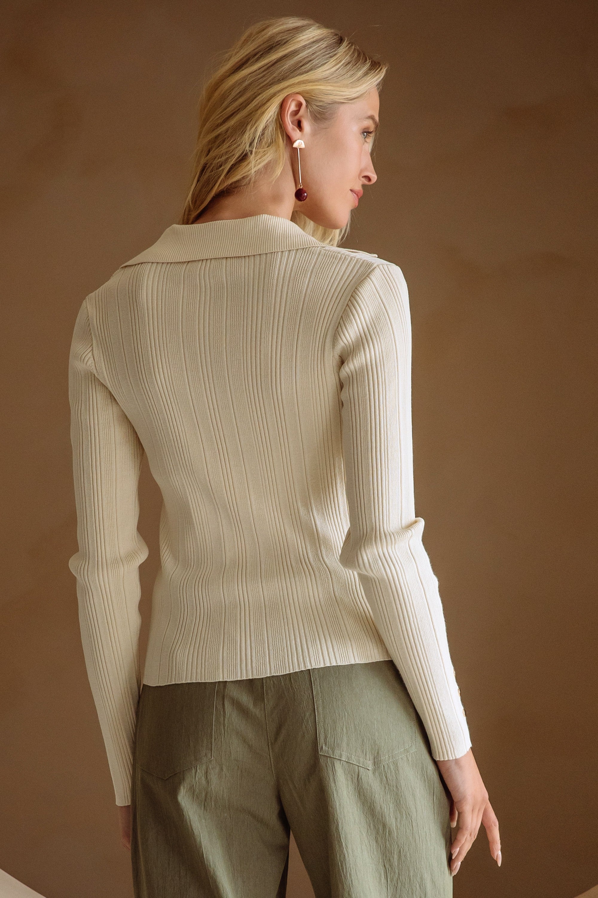 Cream Ribbed Pauline Top