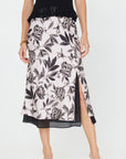 Pink Black Floral Jacqui Midi Skirt