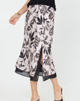 Pink Black Floral Jacqui Midi Skirt