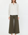 Olive High Rise Flare Leg Ponte Pants