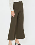 Olive High Rise Flare Leg Ponte Pants