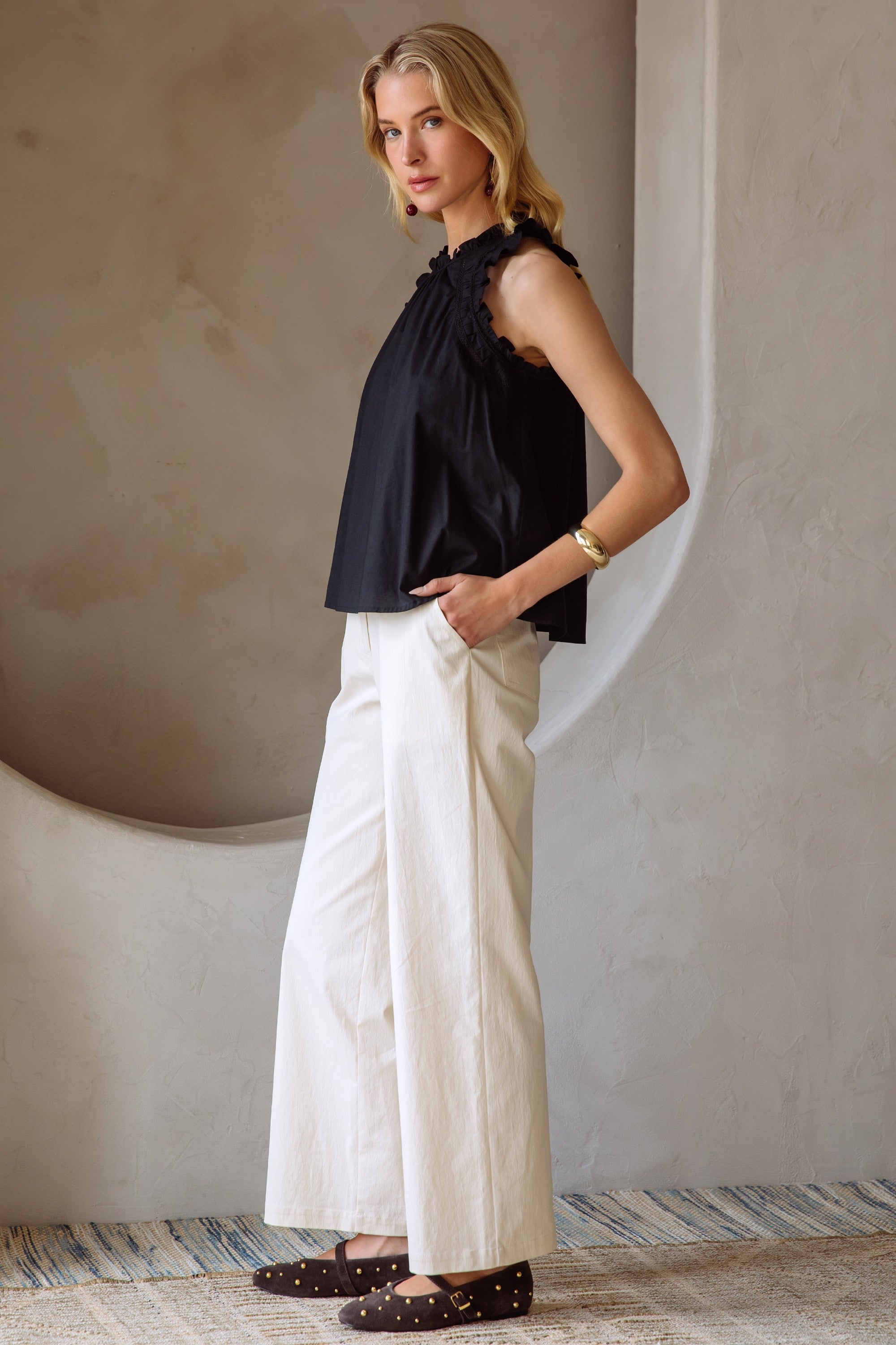 Black Ruffle Katelyn Top