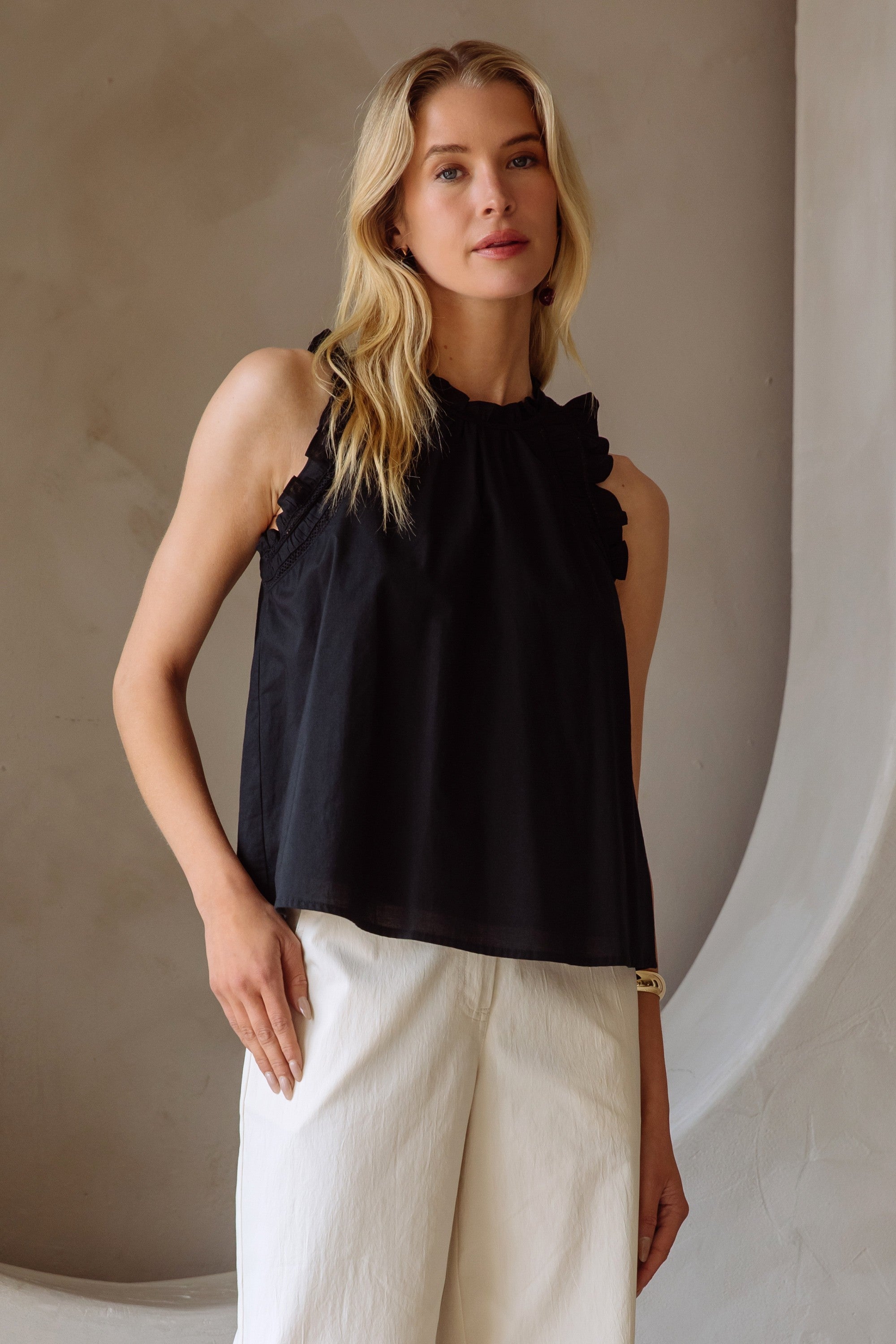 Black Ruffle Katelyn Top