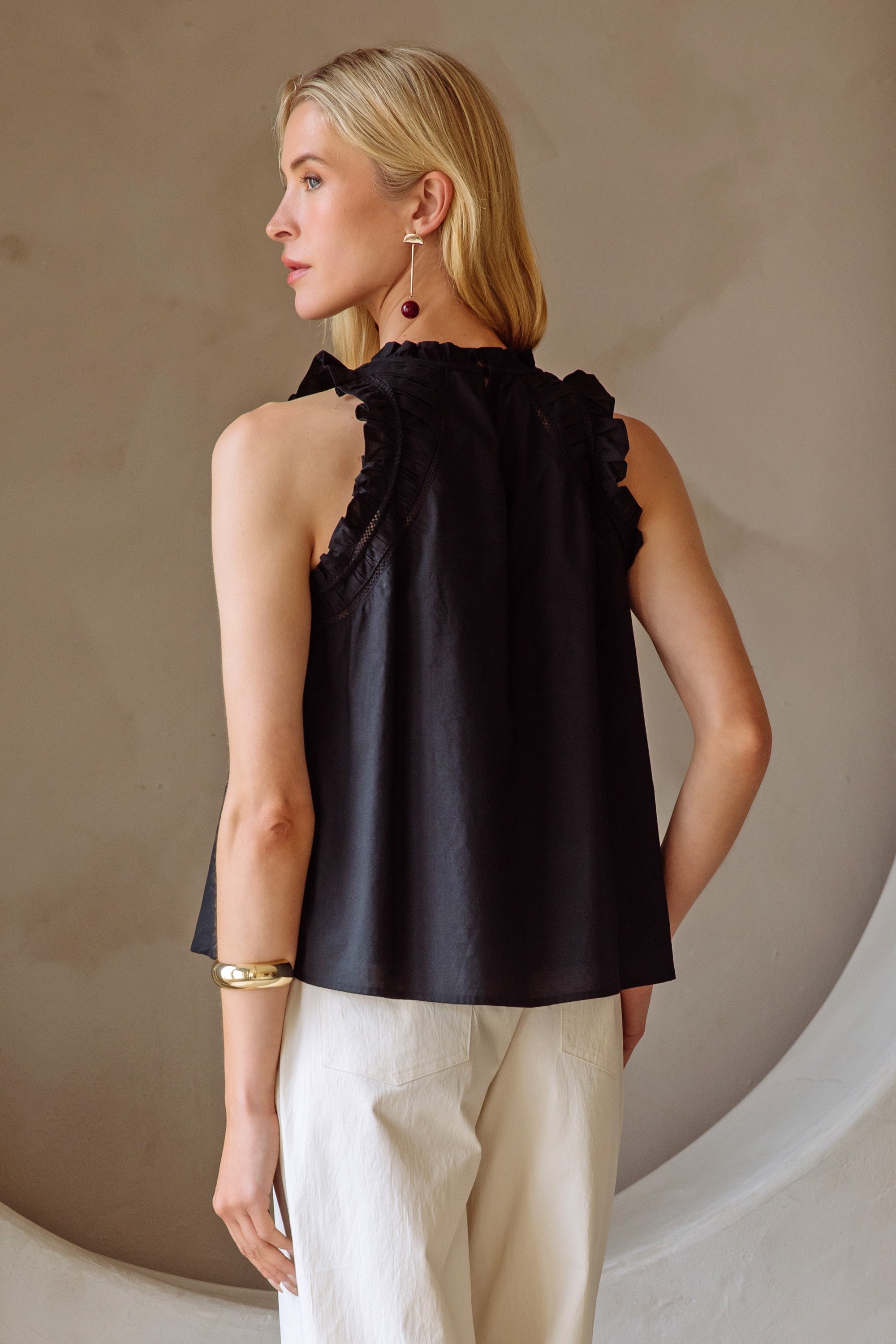 Black Ruffle Katelyn Top