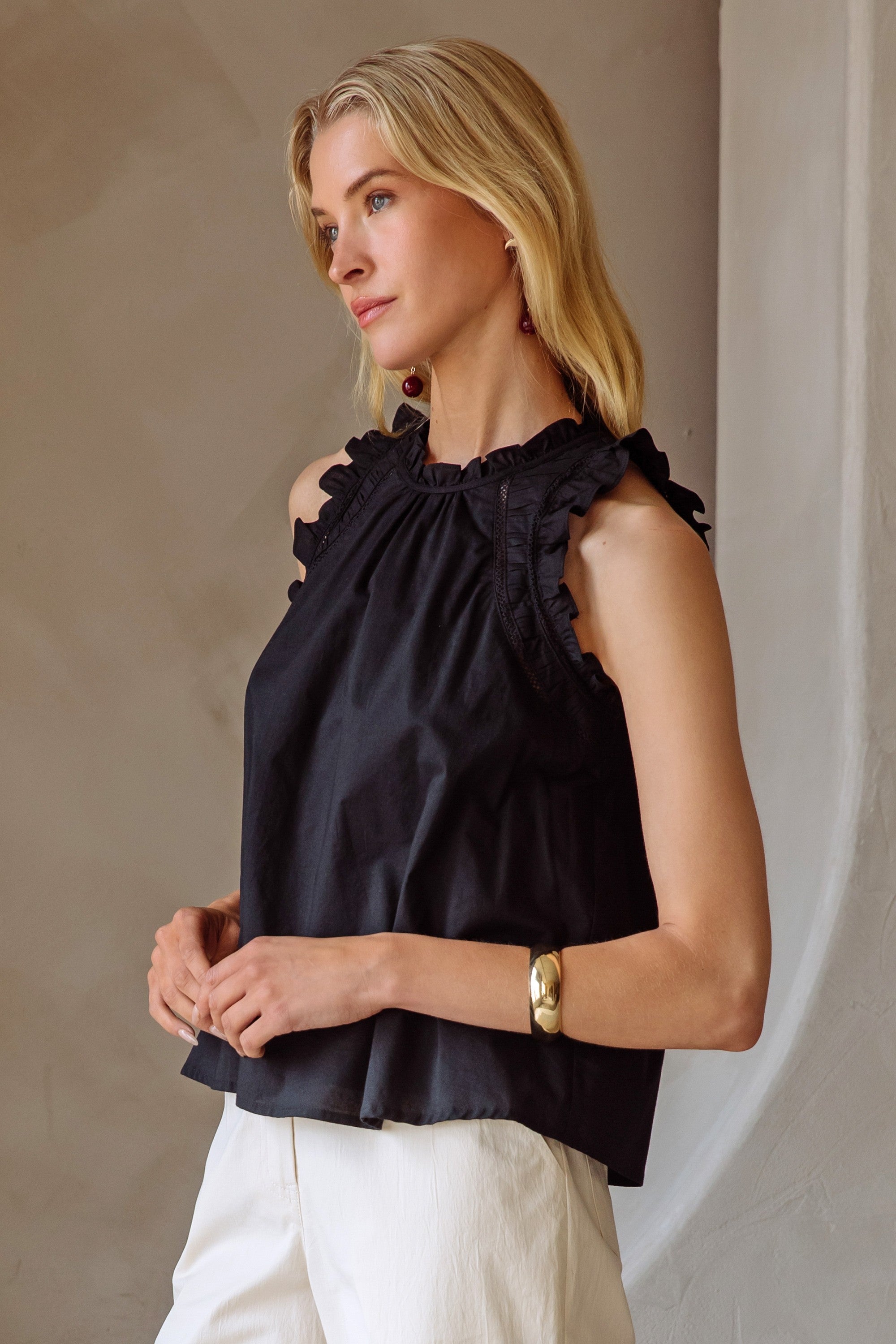 Black Ruffle Katelyn Top