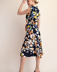 Navy Mock Neck Elara Dress