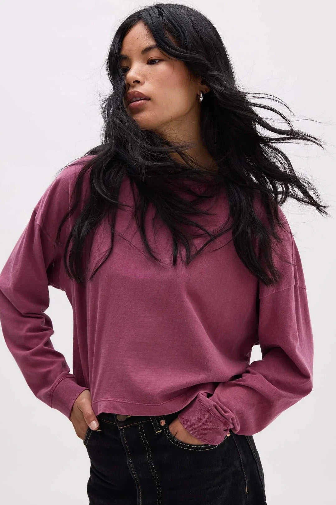 Burgundy Relaxed Long Sleeve