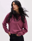 Burgundy Relaxed Crop Long Sleeve Tee