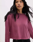 Burgundy Relaxed Crop Long Sleeve Tee