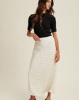 Off White Polka Dot Eleonore Midi Skirt