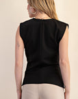 Black Thea Asymmetrical Pleated Top