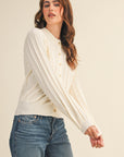 Ivory Maddie Ribbed Cardigan