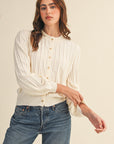 Ivory Maddie Ribbed Cardigan