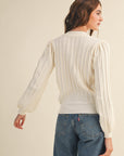 Ivory Maddie Ribbed Cardigan