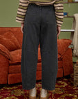 Black Wide Leg Denim Capri Pants