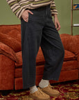 Black Wide Leg Denim Capri Pants