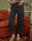 Black Wide Leg Denim Capri Pants