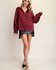 Burgundy Brightly Button Up