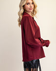 Burgundy Brightly Button Up