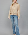 Beige Oversized Faux Suede Jacket